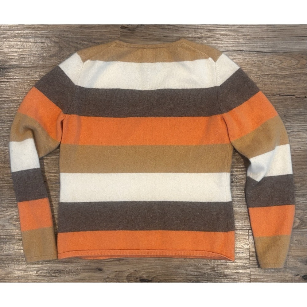 Vintage Charter Club 2 Ply 100% Cashmere Striped V Neck Sweater Mom Women Small - Picture 5 of 11